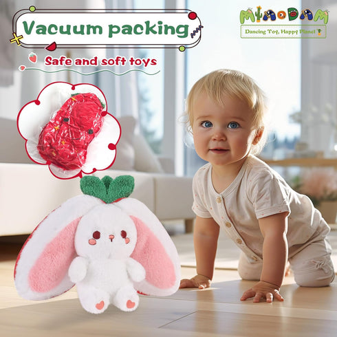 13.7inch MIAODAM Strawberry Bunny Plush Toy-Soft Huggable Stuffed Animal for Kids & Collectors, Birthday Present