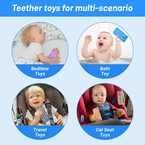 Baby Phone Teething Toys for Babies 0-3, 0-6, 6-12 Months | Soft Silicone Baby Cell Phone Teethers Toys | Baby Fidget Toys 0-6 Months | Infant Teether Pacifier for Breastfeeding Baby Boy Girl