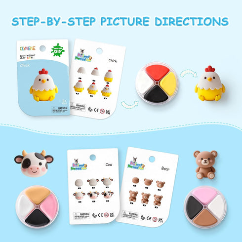 12 3+ CLYMENE Air Dry Clay Kit for Kids, Animals Modeling Clay with Tools & Tutorials, Arts and Crafts Creative Toys