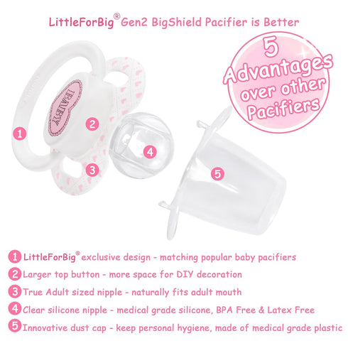 LittleForBig Bigshield Generation-II Adult Sized Printed Pacifier Blushing Baby Pattern