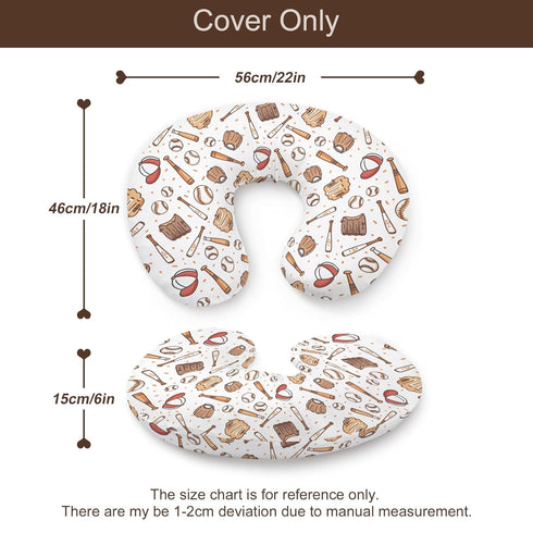 KuphiL10C Baseball Sports Theme Pattern Nursing Pillow Cover, Unisex Removable Breastfeeding Pillowcase Slipcover