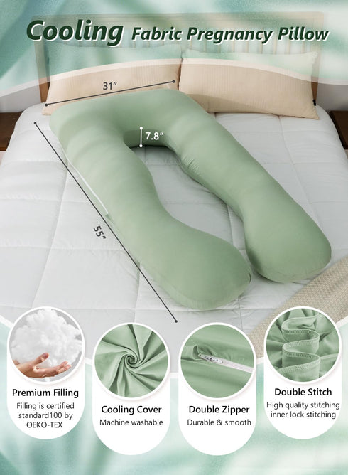 55 Inch Meiz Pregnancy Pillow, U Shaped Pregnancy Pillows for Sleeping Cooling, Maternity Pillow for Pregnant Women