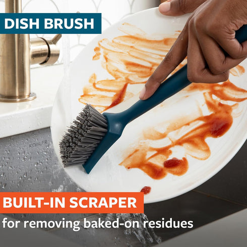 Pack 100% Full Circle Clean Ocean, Variety Dish Brush - Dish Brush, Bottle Brush, and Heavy-Duty Scrub Brush