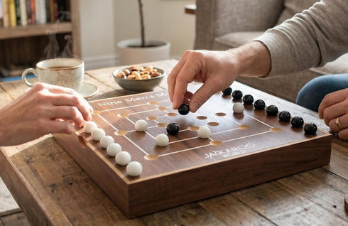 18 2 9 Nine Mens Morris Board Game, Marble Strategy Game, Solid Wooden Game with Marbles, Player Games, Ancient Board