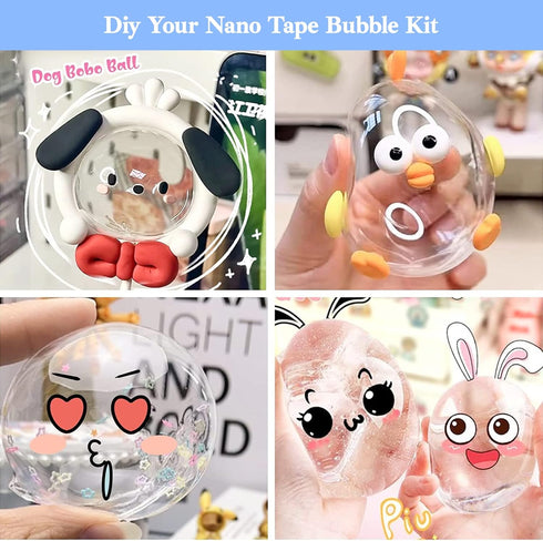 8-12 2PCS (2"&1.2") Nano Tape Bubble Kit, Nano Squishy Making kit Tape Bubbles, Arts and Craft DIY Stress Ball Making
