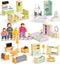 Toyssa Wooden Dollhouse Furniture Set, 36PCS Miniature Doll House Accessories with Colorful