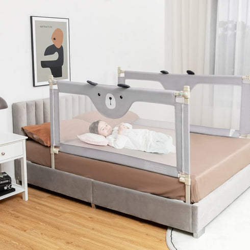57-in (57 INCH, HONEY JOY Bed Rail for Toddlers, Extra Long, Portable Safety Bed Guardrail w/Double Safety Child Lock