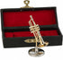 Dselvgvu Miniature Trumpet with Stand and Case, Dollhouse Model Musical Instrument Christmas Ornament (2.36"x0.79")