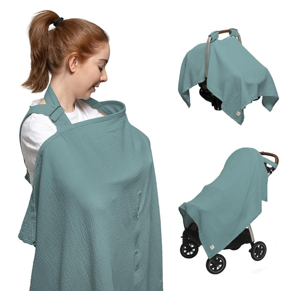 Nilsa 5-in-1 Muslin Nursing Cover up for Breastfeeding & Baby Car Seat Cover