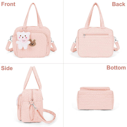 Stylish Pink Baby Diaper Bag Tote - Crossbody Travel Bag for Moms