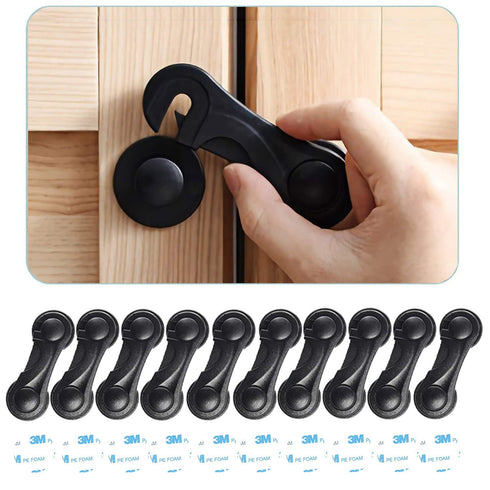 Child Safety Cabinet Locks (10 Pack) - Baby Proofing Latches for Drawers, Toilet Seat, Fridge, Oven with 10 Adhesives