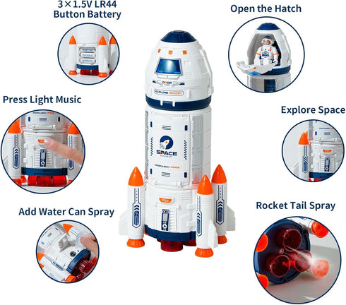3-5 Wbzle Space Rocket Toys, Rocket Ship with Astronaut Toy for Educational, Concentration, Learning Rocket Fun Space