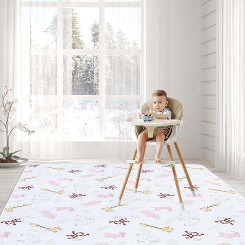 51" CLCROBD Baby Splat Floor Mat for Under High Chair/Arts/Crafts, Waterproof Anti-Slip Food Splash Spill Protector