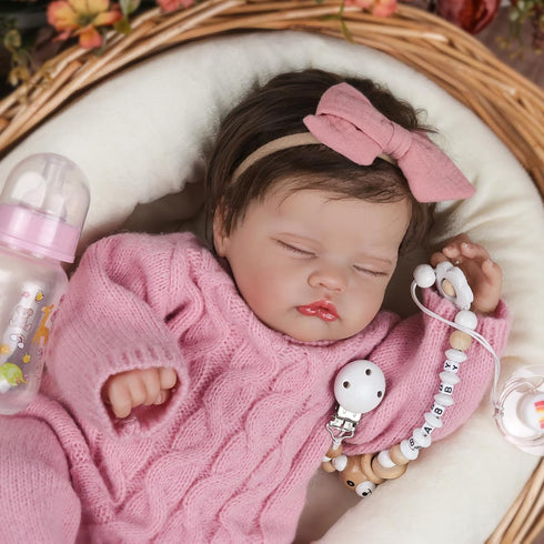 18-Inch 3+ WOOROY Realistic Reborn Baby Dolls Real Life Sleeping Newborn Girl, Lifelike Doll with Weighted Soft Body