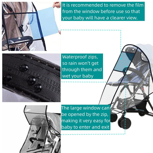Luvorise Stroller Rain Cover, Baby Stroller Rain Cover Universal Plastic Stroller Cover, Rain Cover for Stroller