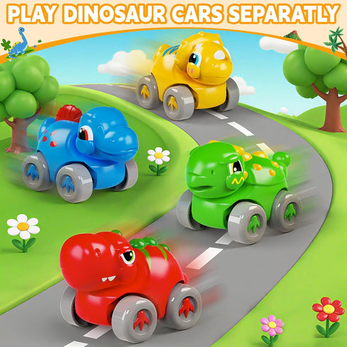 1 2 4 12-18 1-3 Toddler Toys Gifts for Year Old Kids, Educational Dinosaur Slide Toy with Cars for Months Baby, First