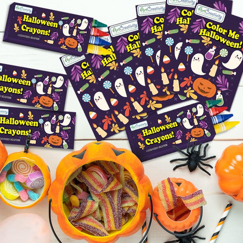 24 Pack 24 96 ArtCreativity Halloween Mini Coloring Book Kits for Kids Includes Small Coloring Books and Crayons