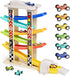 1-3 6 1 1 TOP Bright Wooden Race Track Car Ramp Toys for Toddlers Years Old with Mini Cars, Car Garage & Extra Bridges