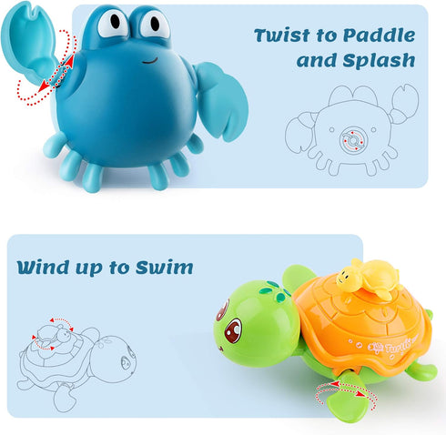 6 9 12 18 1 2 3 iPlay,iLearn Baby Bath Toys w/ Organizer, Infant Bathtub Shower Toy, Wind up Turtle, Water Squirt