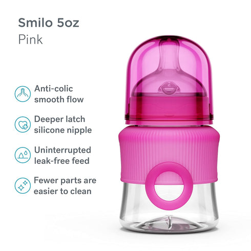 Set 0 5 Oz 150 ml 3X Pack 0-3 Smilo Baby Bottle with Stage Slow Flow Anti Colic Nipple, / Capacity, of Anti Colic Baby