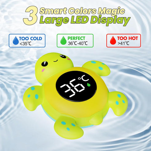 2-in-1 3-Color Baby Bath Thermometer Baby Safety, Digital Room & Bath Water Thermometer with Backlight & Temperature