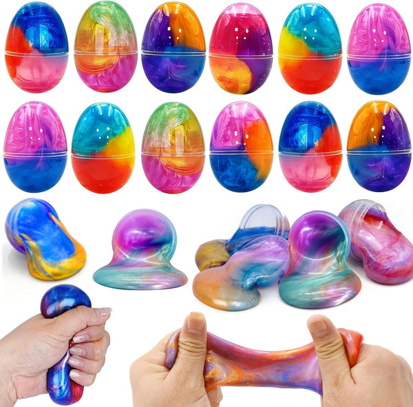 12 Pack Prefilled Easter Galaxy Slime Eggs, Galaxy Slime Easter Egg Fillers