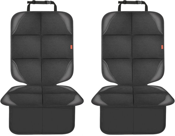Car Seat Protector for Child Car Seat, 2 Pack with Non-Slip Bottom and 2 Large Mesh Pockets for SUV