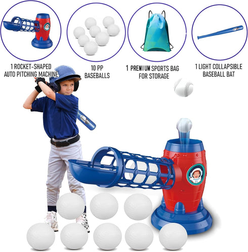 T Ball Set for Kids Toddlers, Electric Automatic Baseball Pitching Machine for Ages 3-8