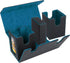 AFIING MTG Commander Card Storage Box, Fits 200 Double Sleeved Cards, 3-in-1 Card Deck Case, Black/Cyan