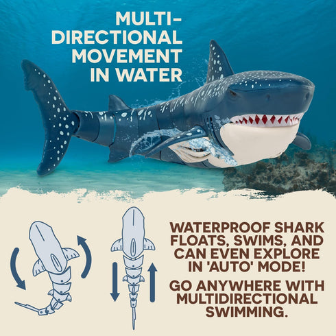 Swimming 3 Terra by Battat - Remote Control Shark Realistic Moving RC Shark Toy for Water Play & Pools Fun RC Pool