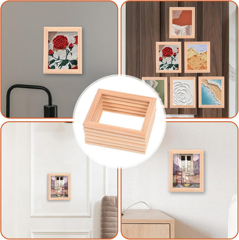 Exceart 6Pcs Wooden Dollhouse Furniture, Miniature Photo Frame DIY Dollhouse Decor