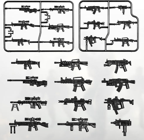 25 Pcs Military Toy Soldiers Figures Pack, Weapons Set for Building Blocks Compatible with Major Brands, 3 Years+