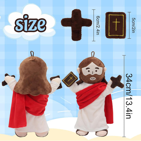 13.4" Yelakey Jesus Plush Doll with Jointed Skeleton Jesus Plushie Poseable Jesus with Removable Accessories Easter