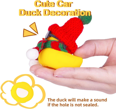 Christmas Rubber Ducks Toys, Yellow Duck Car Ornaments for Dashboard Decorations