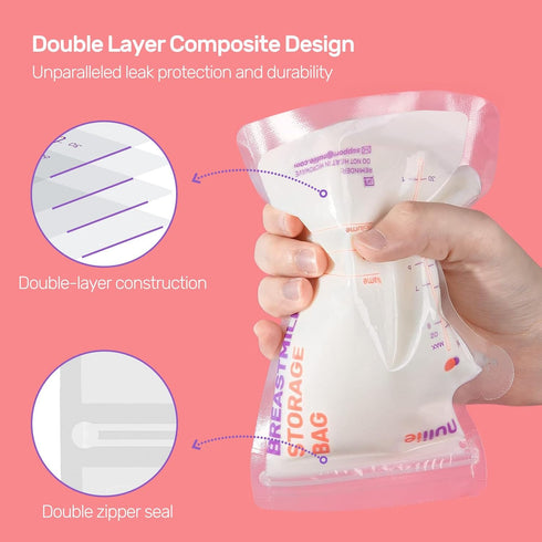 300 8 OZ Nuliie Pcs Breastmilk Storage Bags Freezer, Breast Milk Storing Bags, BPA-Free, Milk Storage Bags with Pour