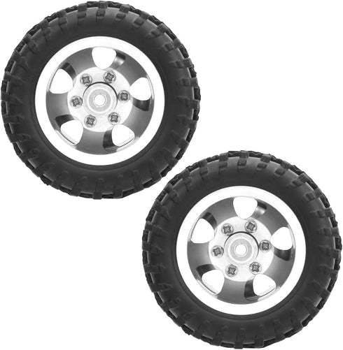 2pcs Durable RC Car Rear Tires, 52mm Aluminum Alloy Upgrade Parts for WPL D12 1/10 RC Truck, Silver