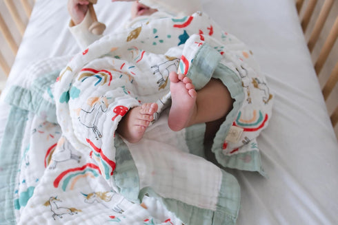 100% 6-Layer Cotton Muslin Baby Blanket | Soft & Breathable Swaddle & Receiving Blanket | Lightweight Quilt