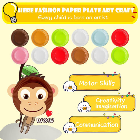 12 Pack 2, 3, 4, 5 V-Opitos Arts and Crafts Kits for Kids, Simple Animal Paper Plate Crafts for Toddler Age of Years