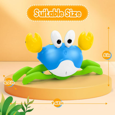 Tummy Crawling Crab Baby Toy, Increase Baby's Time Crab, Inspire Crawling, Automatic Obstacle, Rechargeable, Music