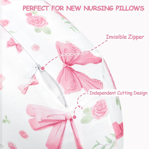 New Nursing Pillow Cover Girls, Soft Breastfeeding Pillow Covers for Baby Newborn Infant, fits New Nursing Pillow, Easy