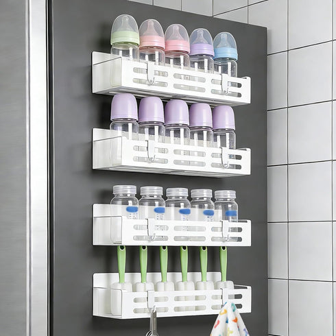 ieddet 4 Pack Magnetic Baby Bottle Organizer for Refrigerator, Bottle Organizer Rack with