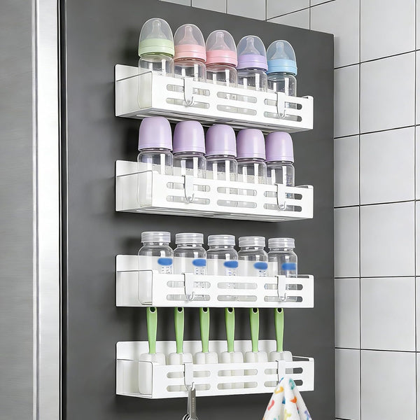 ieddet 4 Pack Magnetic Baby Bottle Organizer for Refrigerator, Bottle Organizer Rack with