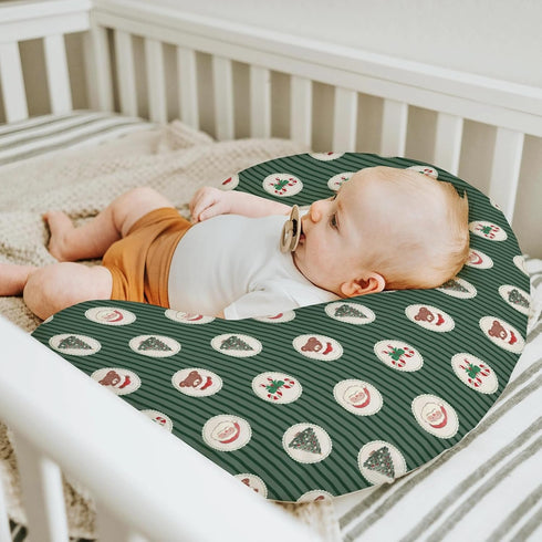 Red and Green Christmas Baby Nursing Pillow Covers for Boy Girl Santa Bear Trees Candy Bows Stripes Nursery Pillowcase
