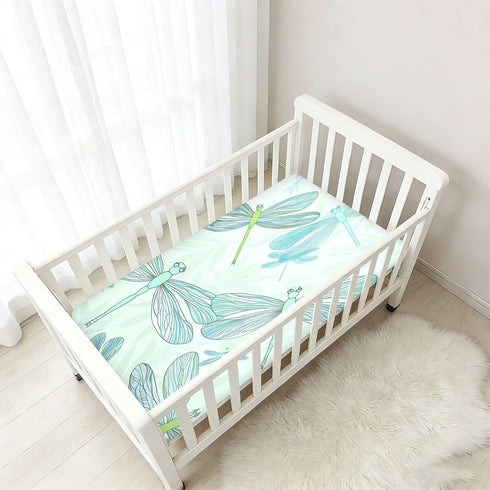 Dragonflies489 Blueangle Fitted Crib Sheet Standard Baby Crib Toddler Mattress - Cotton Soft Breathable Crib Sheets