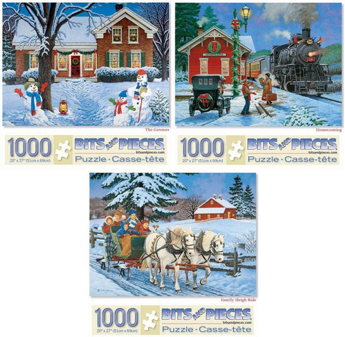 Set (3) 1000 20" 27" 1000 Bits and Pieces - Value of Three Piece Jigsaw Puzzles for Adults - Each Puzzle Measures X