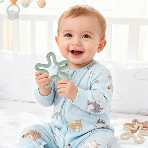Store 3 Pack 0-6 0-12 0-24 0-36 Fu Coral Flower Ring Teether Baby Teething Toys Silicone Teether Ring Toys for Babies