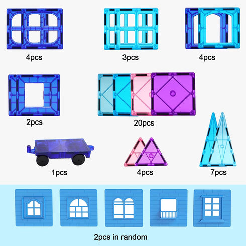 Magnetic Tiles Kids Toys, 47pcs Building Blocks for 3-8 Year Old Boys and Girls, Educational Fun