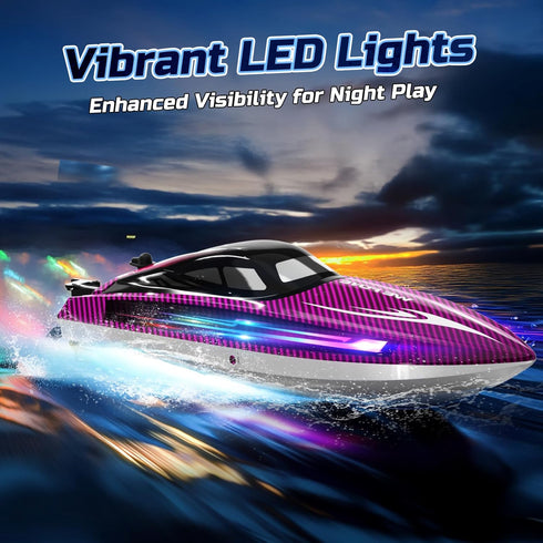 25+ WF17 2 30-40 WeFone Remote Control Boat for Adults, KMH Fast RC Speed Boat with LED Light for Kids, Self-righting