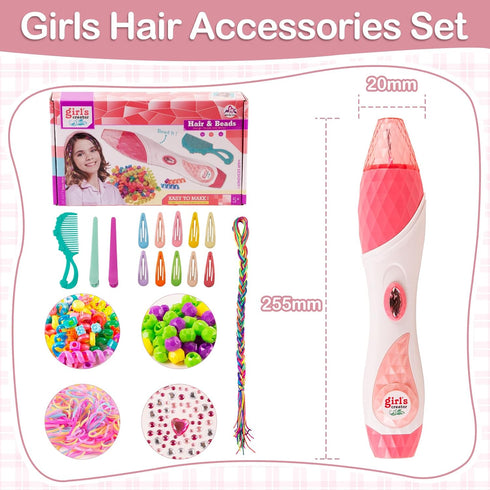 5 6 7 8 9 10 11 12 DIY Hair Braiding Machine with Beads - Kids Automatic Hair Styling Tool & Jewelry Maker Kit, Ideal