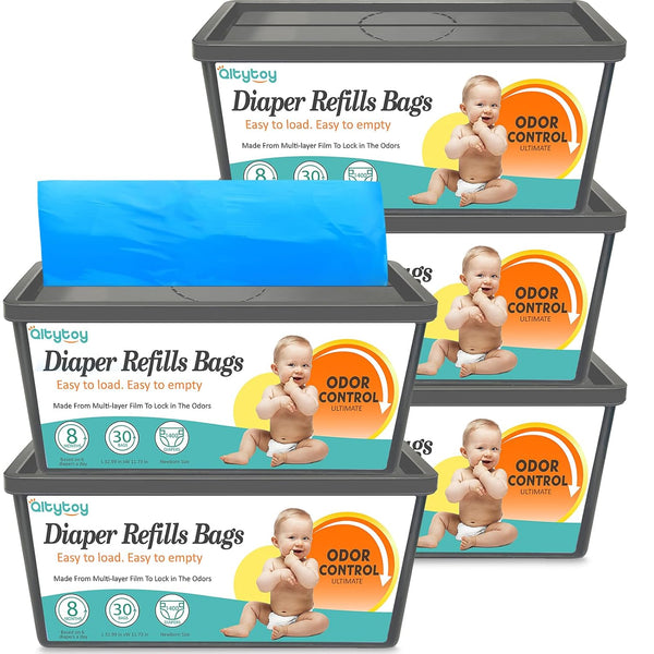 Diaper Pail Refill Bags Compatible with Diaper Genie Easy Roll Signature &